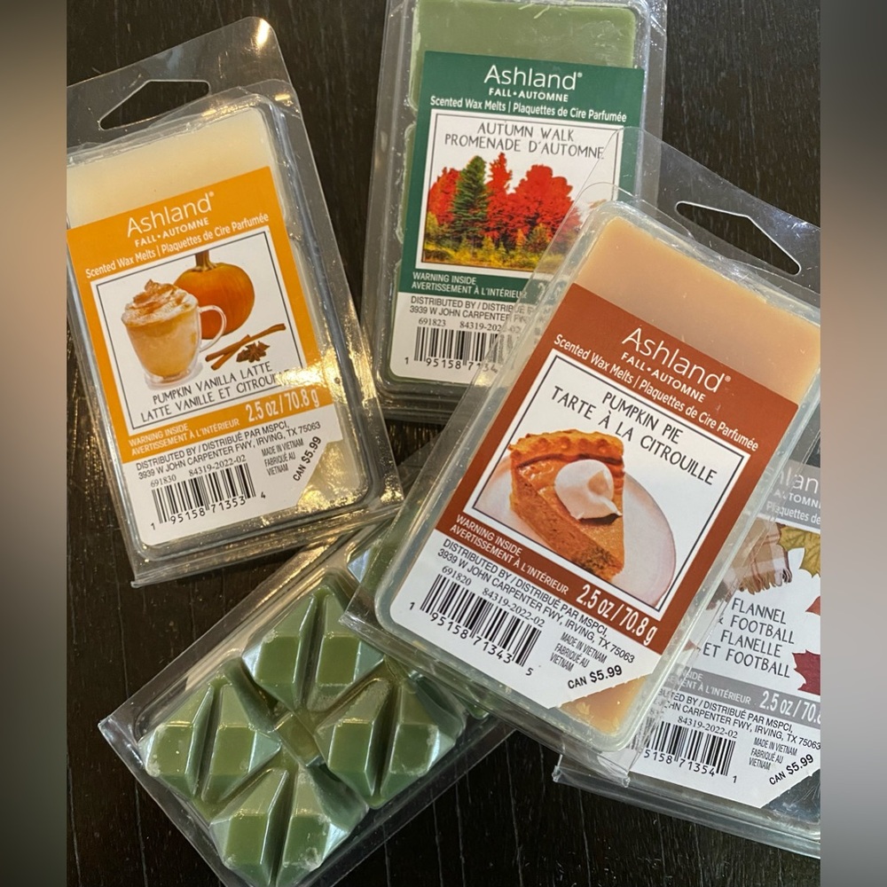 5 Autumn/Fall Scented Wax Melts. 2.5 oz/70.8 g per package.